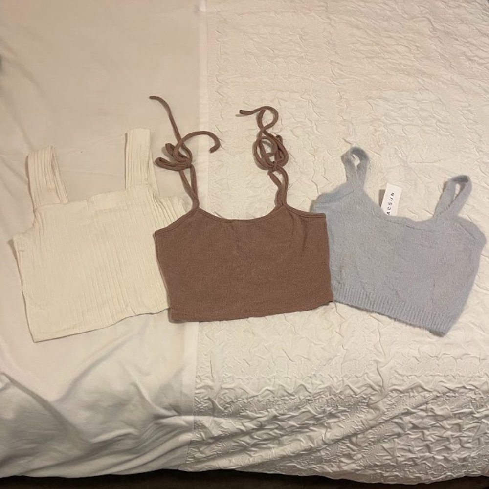 3 tank tops, Small, Bailey Rose, Kendall & Kylie, and American Eagle